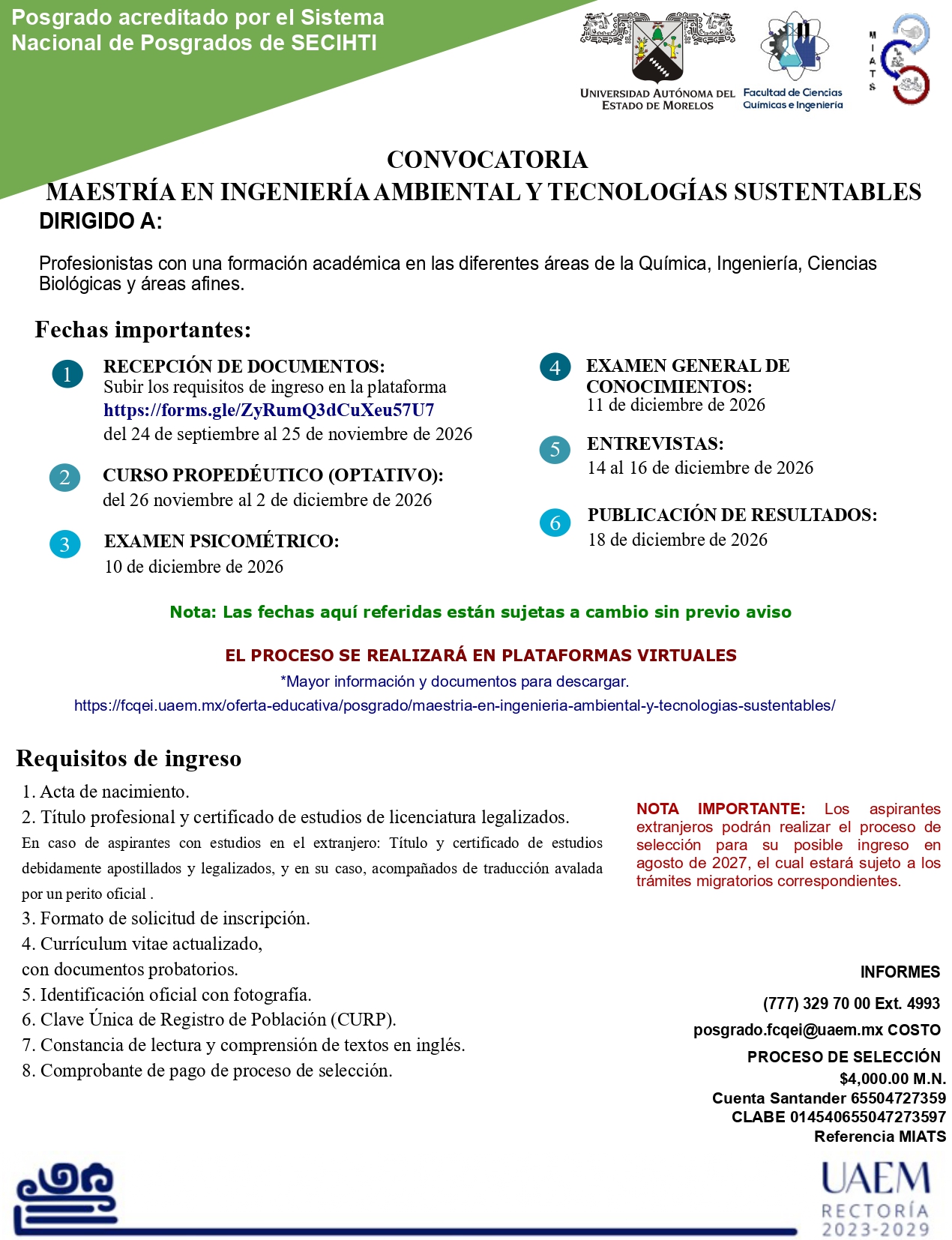 MAESTRÍA EN INGENIERÍA AMBIENTAL Y TECNOLOGÍAS SUSTENTABLES
